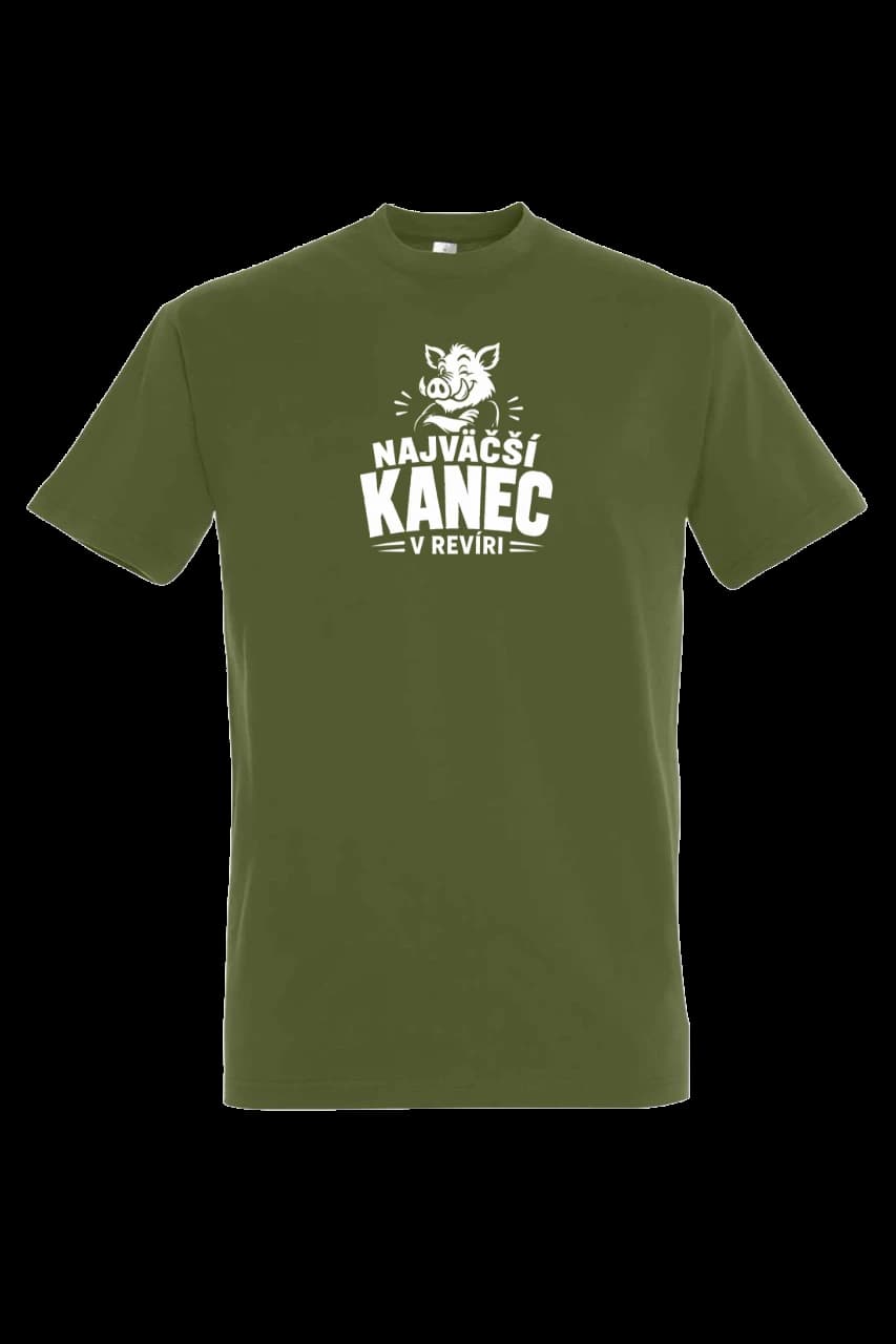 T-shirt Tričko najväčší kanec v revíri - biela potlač, Man, Dark Khaki
