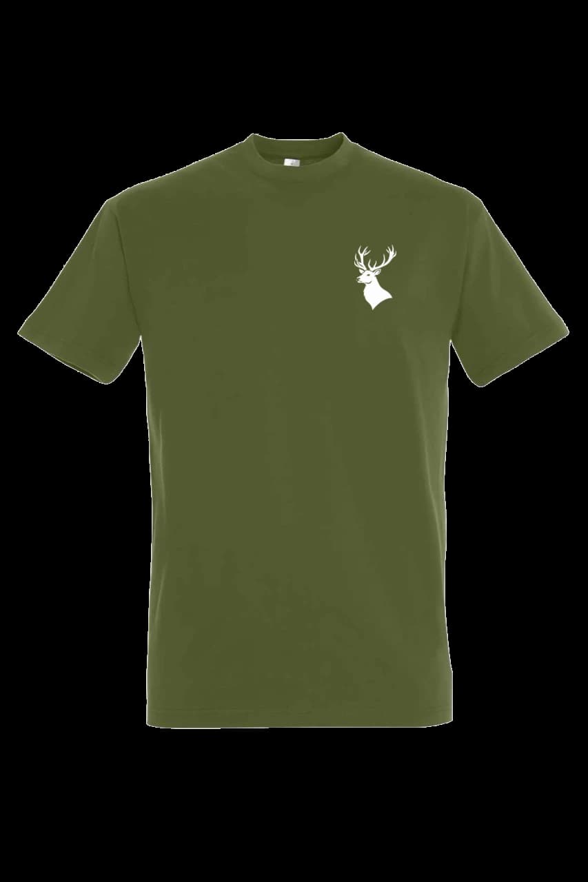 T-shirt Jeleň - logo na hrudi | biela potlač, Man, Dark Khaki