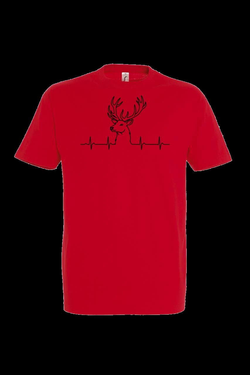 T-shirt Jeleň EKG | čierna potlač, Man, Red