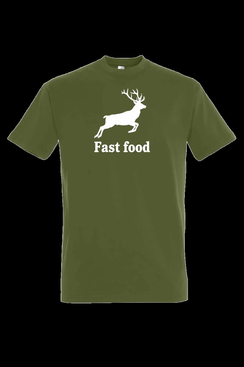 T-shirt Tričko Fast food - biela potlač, Man, Dark Khaki