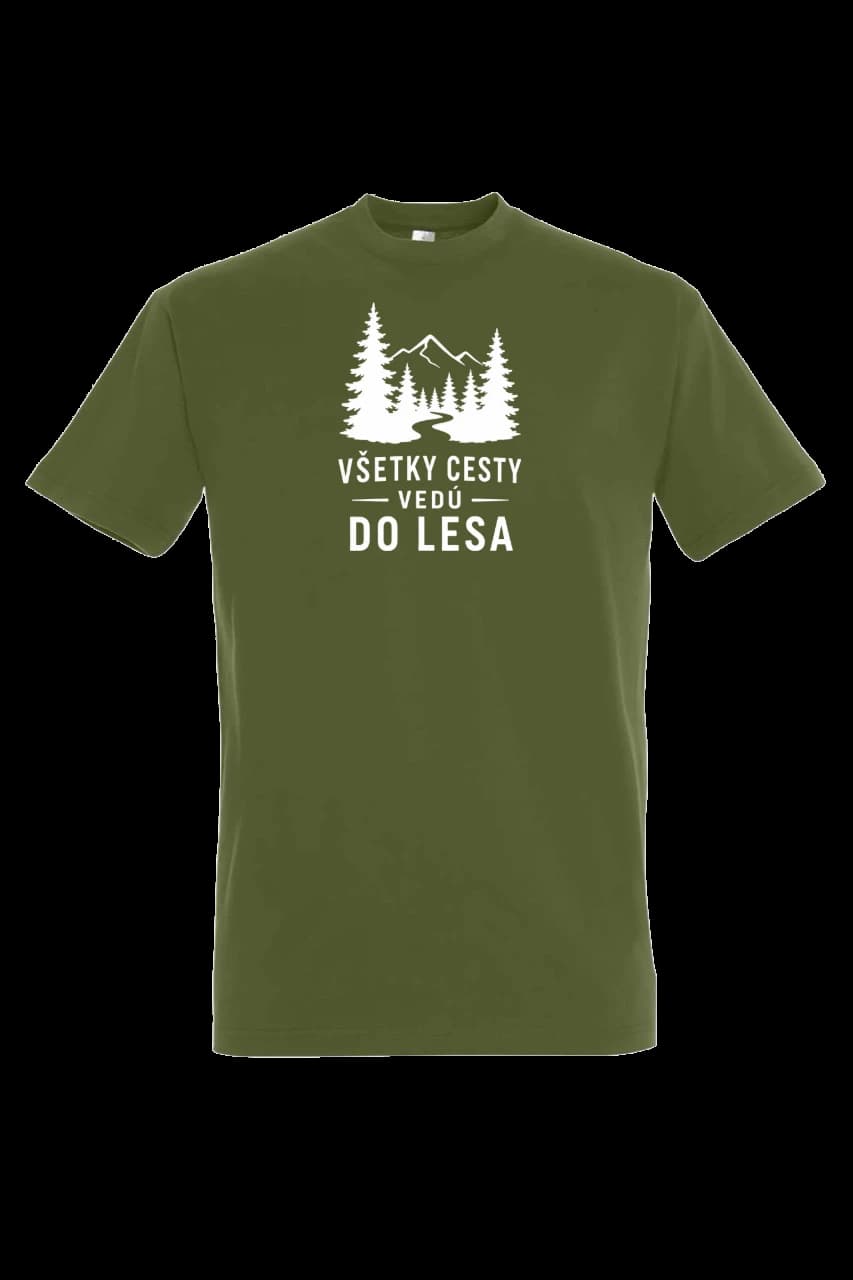 T-shirt Tričko všetky cesty vedú do lesa, Man, Dark Khaki