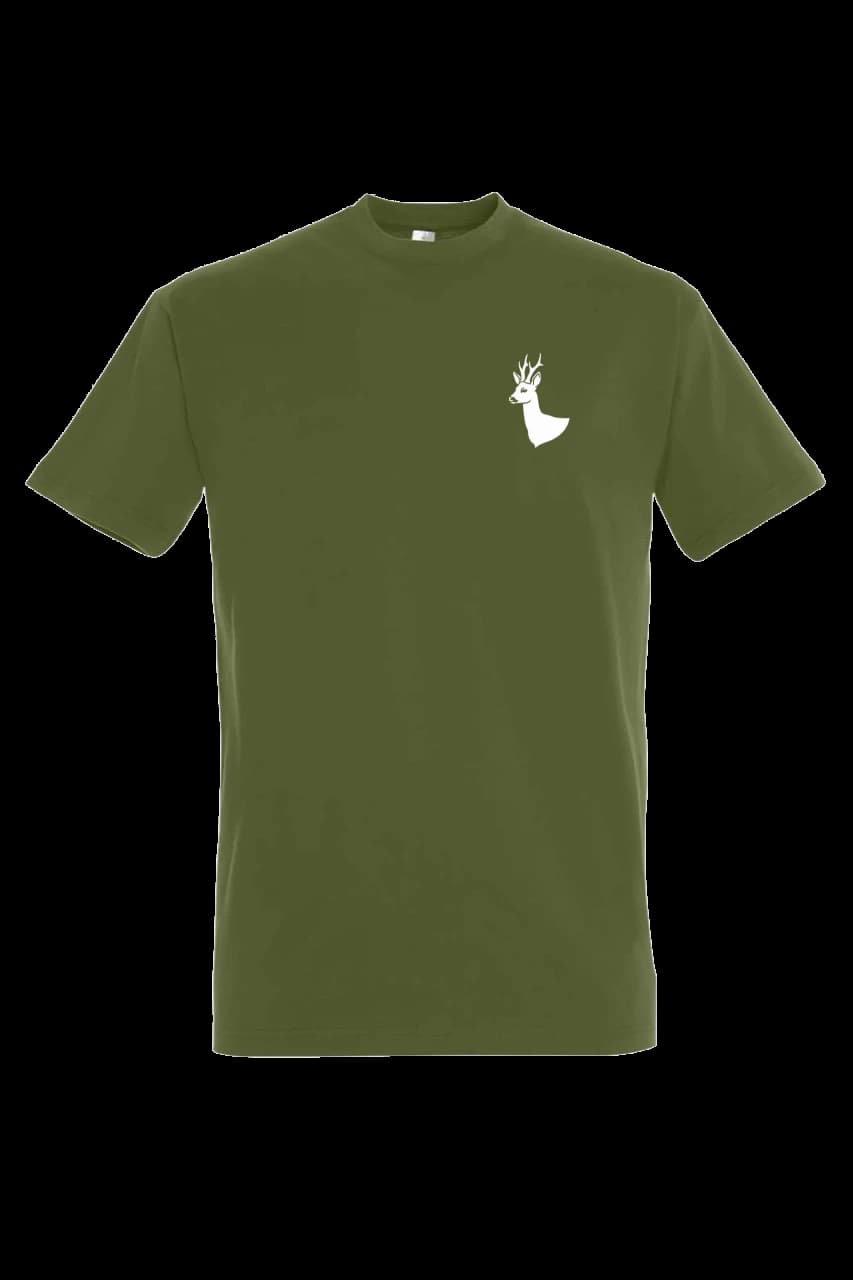 T-shirt Srnec - logo na hrudi | biela potlač, Man, Dark Khaki