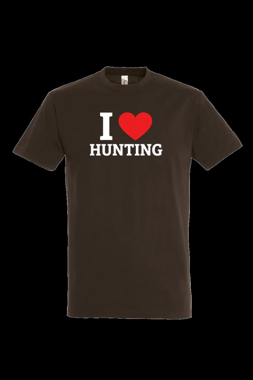 Tričko Poľovnícke tričko I love hunting, Muž, Čokoládová