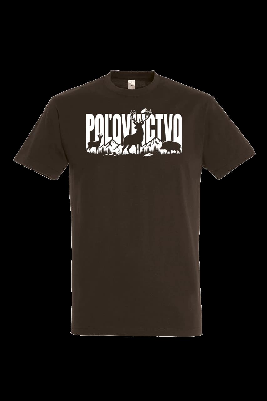 Tričko Nápis poľovníctvo | Biela potlač, Muž, Čokoládová